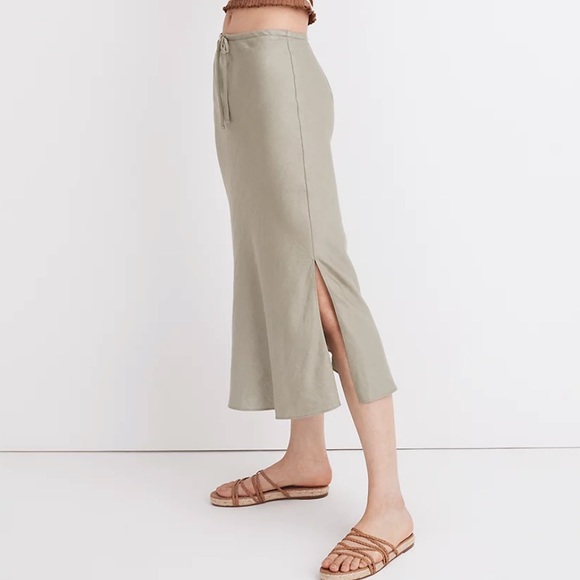 Madewell | Drawstring midi slip skirt size 2 - Picture 2 of 6